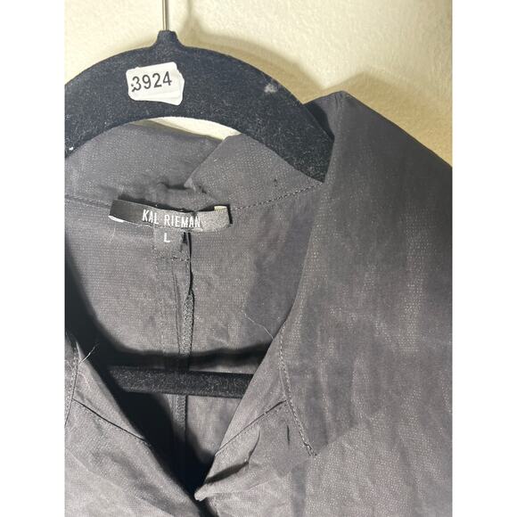 Kal Rieman Black Short Sleeve Button Up Shirt Sz L - Picture 2 of 3